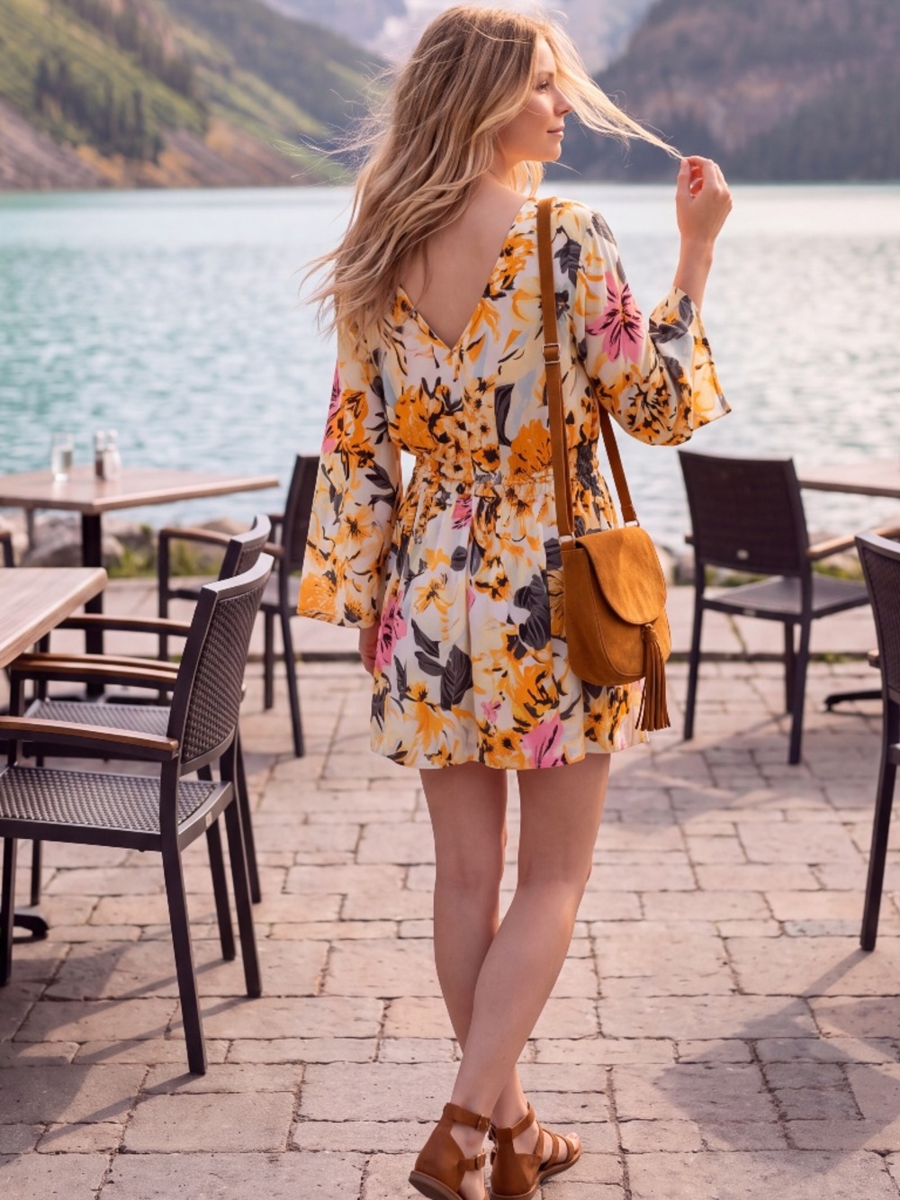 Maaji  (anthropologie) mini dress 100% Rayon size medium in gelto